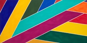 2 notes from the field: Chloé Wolifson David Aspden, Jazz Festival Flag , 1968, acrylic on cotton duck, 120 x 236cm; image courtesy the Estate of David Aspden and Utopia Art Sydney