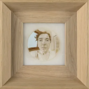 1 Dispatches: Andrew Stephens Natasha Walsh, Within the Studio (self-portrait) , 2017, oil on marble, 10 x 10cm; image courtesy the artist and Newcastle Art Gallery