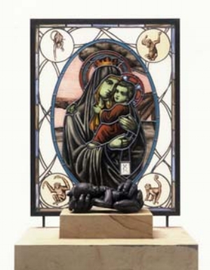 6 Controversy @ Mornington Peninsula Regional Gallery: EUGENE BARILO von REISBERG Lisa Roet, Mother and Child , 2004, limestone, stained glass and bronze; Collection: Maitland Regional Art Gallery