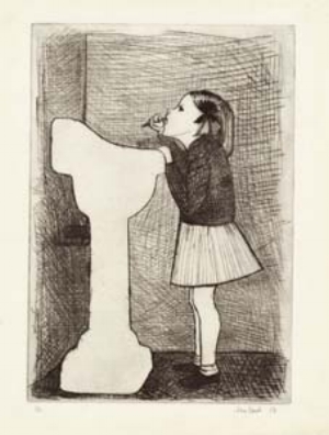 8 Portraits by John Brack: RONALD MILLAR, Canberra John Brack, Second daughter, 1954, drypoint. National Gallery of Australia, Canberra. © Helen Brack