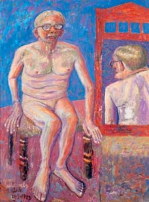 9 Owen Gower Lade 1922–2007: big artist in a small city: DANIEL THOMAS Owen Lade, Yours Sincerely, 1988, oil on board. Collection of Luke Wagner, Hobart