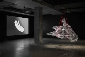 7 against alienation: speculating on the post-human at mona: oscar capezio, hobart Toby Ziegler, Your shadow rising , exhibition installation view, Museum of Old and New Art (MONA), Hobart, 2018, with (from left): It'll soon be over (exquisite corpse), 2018, and The human engine, 2018; image courtesy the artist and MONA, Hobart; photo: MONA/Jesse Hunniford