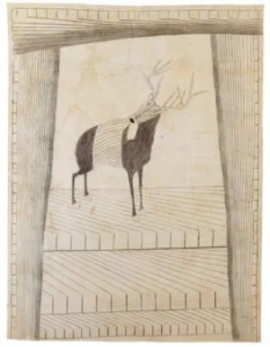15 Letter from Madrid: MartÃn RamÃrez, Works of Reclusion: JUSTINE BAYOD ESPOZ Untitled (Deer) , c. 1953, crayon and pencil on paper, 119 x 91cm, Collection ABCD, Paris