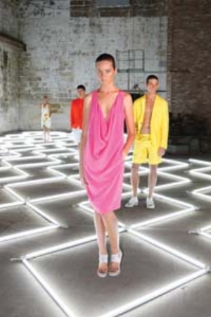 9 Calvin Klein: art and global branding: MITCHELL OAKLEY SMITH Calvin Klein Collection launch, Cockatoo Island, Sydney, featuring light installations by Sydney artist Jonathan Jones. Image courtesy Calvin Klein Inc