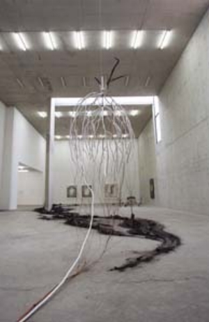 6 Chilling Talismans: a First Life brotherhood: ASHLEY CRAWFORD A First Life Residency Project in Landscape , installation views at Xin Dong Cheng Space for Contemporary Art Beijing, 2011, with ( left, foreground) Wu Daxin’s Ashley’s heart, 2011, bronze tube and refrigeration compressor; and (right, foreground) Shi Jinsong’s The Opposite Bank, 2011, carbon wood 7 Is The Contemporary Era Behind Us?: VAUGHN PINXIT