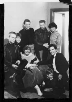 12 Making it up as we went: MERRYN GATES (l-r) Paul Schutze, Jane Joyce, Dean Richards, Robert Pearce, Merryn Gates, Ian Russell, Timothy Newsome; centre: Jillian Burt, 1981. Photograph by Julie Purvis