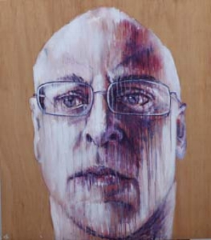 13 Adam Knott: the artist a.k.a ...: CHRISTINE WESTWOOD Adam Knott, Self-portrait , 2011, acrylic on found timber, 102.68 x 116.84cm; courtesy the artist