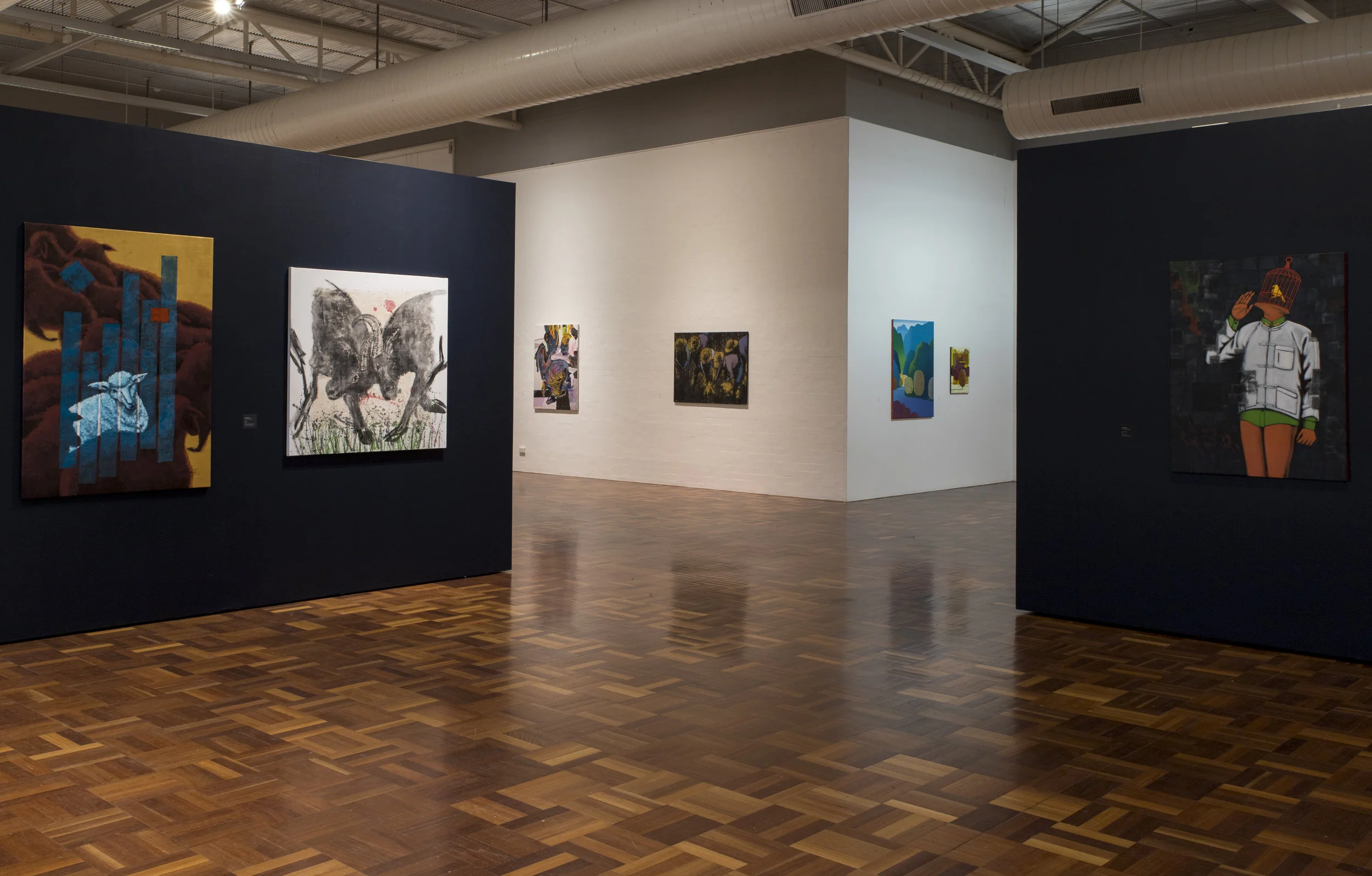 Pictures of Transition: Contemporary Paintings from Myanmar , exhibition installation view, ANU School of Art & Design Gallery, Canberra, March 2019; photo: David Lindesay