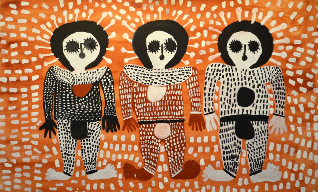 2 Notes from the field: Chloé Wolifson Mabel King, Three Tribes , n.d., acrylic on canvas, 106 x 177cm; courtesy the artist’s estate and Short Street Gallery, Broome