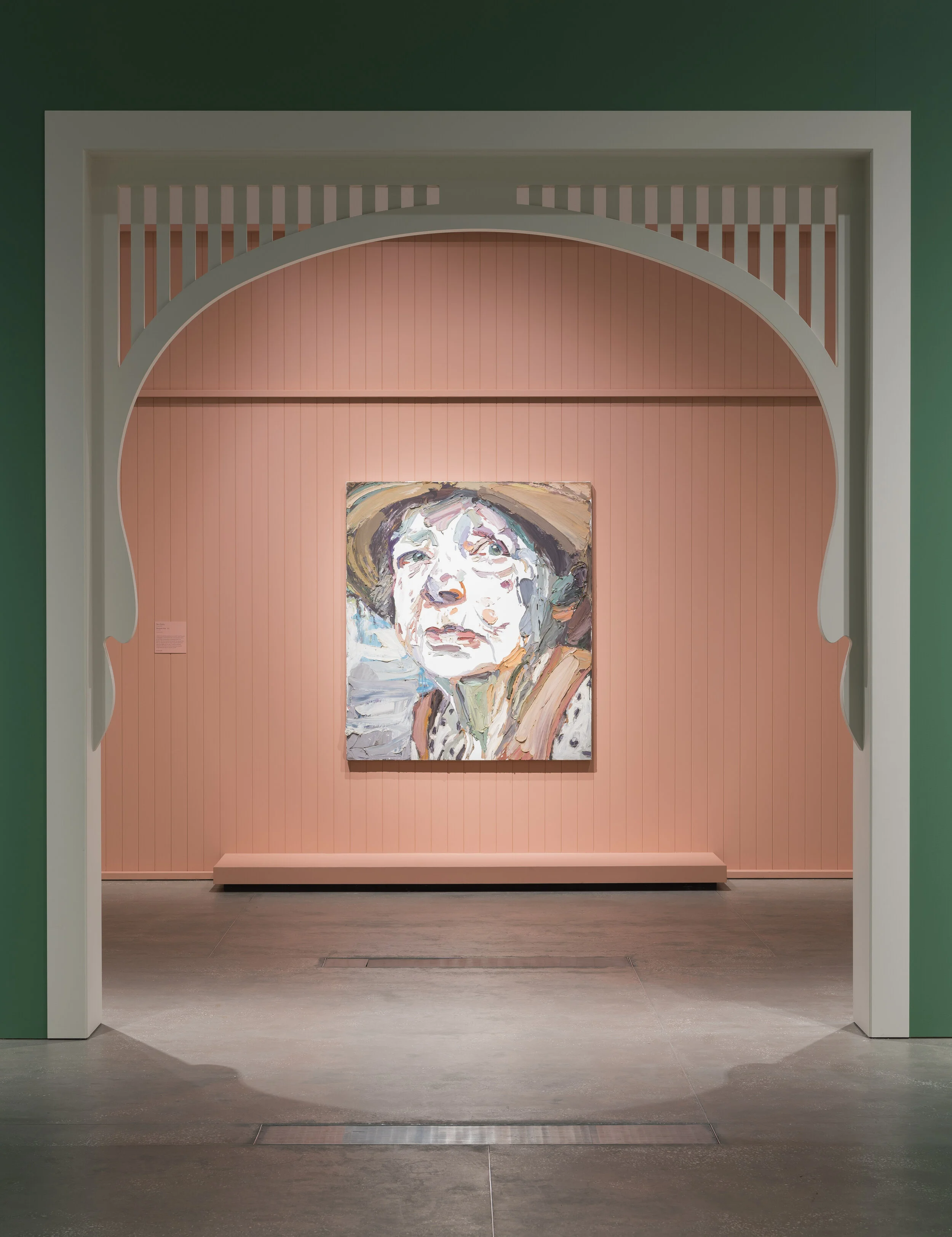 4 an unlikely marriage: olley and quilty at goma: Chloé wolifson,  brisbane    Ben Quilty,  Margaret Olley , 2011, installation view, ‘Margaret Olley: A Generous Life’, Queensland Art Gallery / Gallery of Modern Art (QAGOMA), Brisbane, 2019; oil on linen, 170 x 150cm, Art Gallery of New South Wales, Sydney; image courtesy QAGOMA, Brisbane; photo: Natasha Harth
