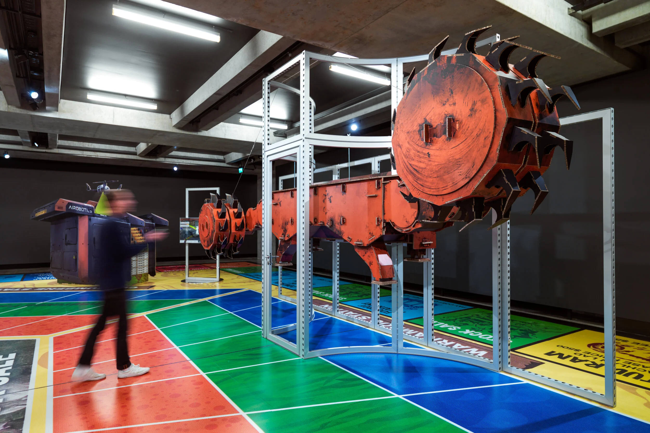 Simon Denny: Mine , exhibition installation view, Museum of Old and New Art (MONA), Hobart, 2019; image courtesy MONA, Hobart; photo: MONA/Jesse Hunniford