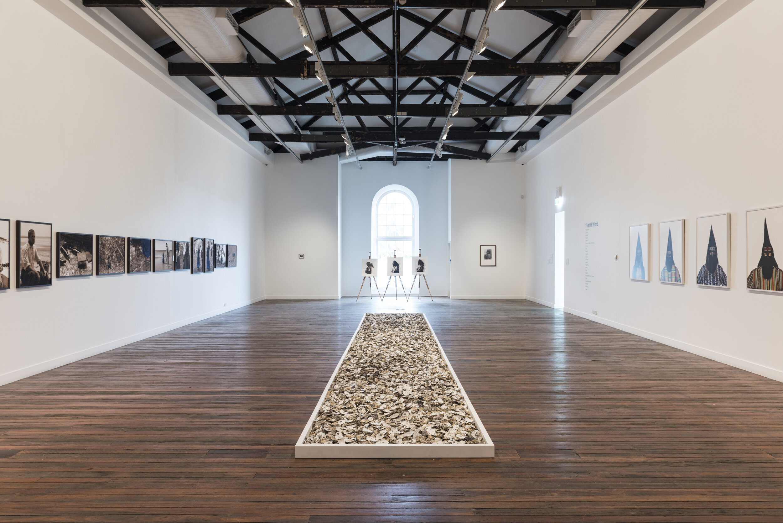 Fiona Foley: Who are these strangers and where are they going? , exhibition installation view, National Art School (NAS), Sydney, 2020; image courtesy NAS, Sydney; photo: Peter Morgan