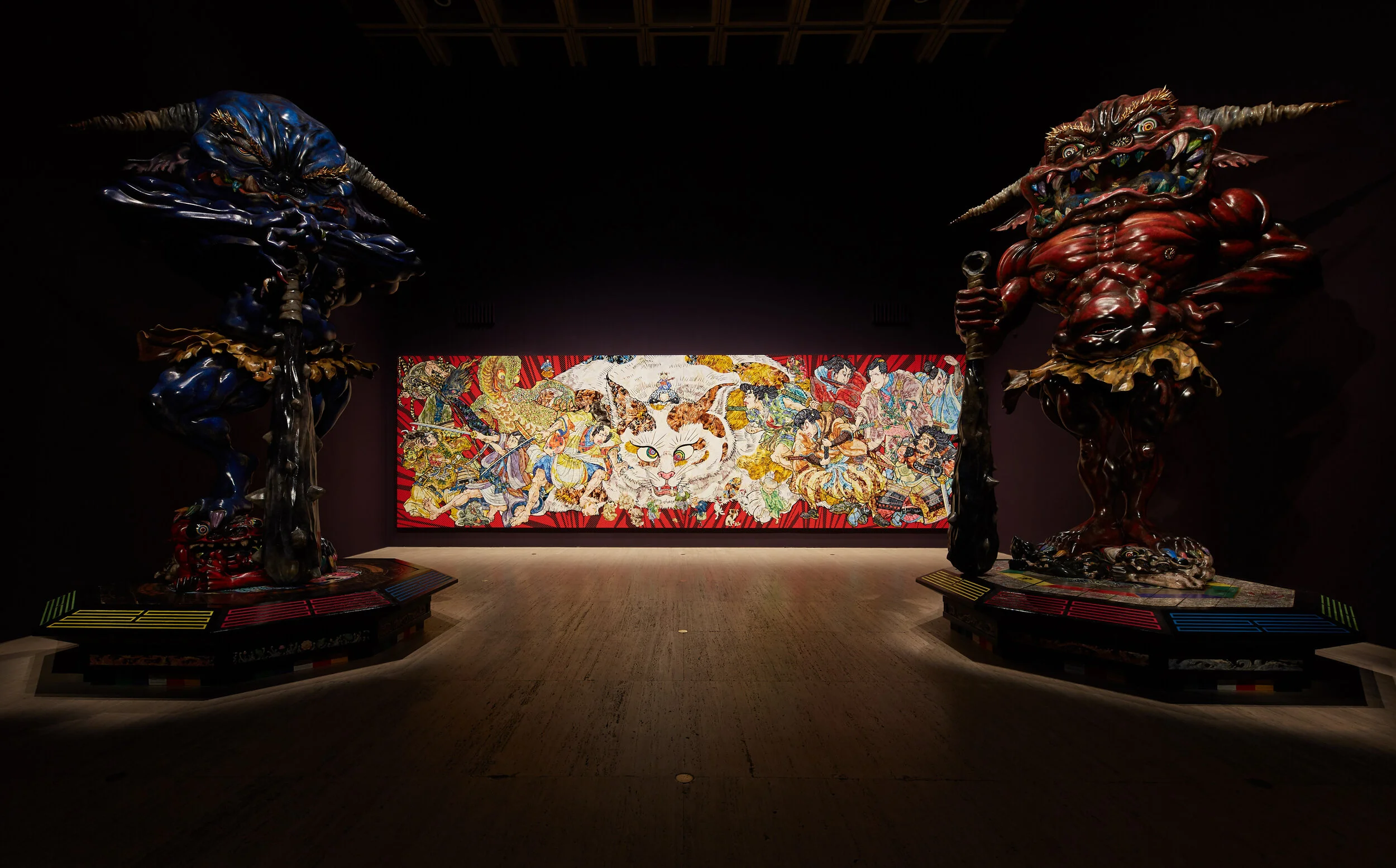 Japan supernatural , exhibition installation view with the work of Takashi Murakami, Art Gallery of New South Wales (AGNSW), Sydney, 2019–20; artworks © the artist; photo: Jenni Carter, AGNSW