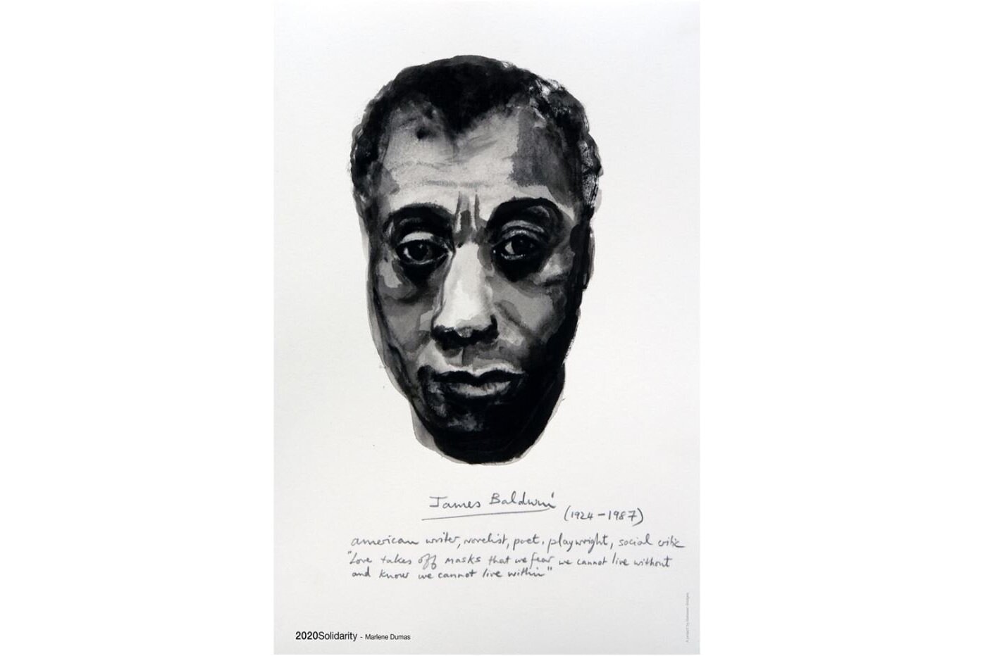  Marlene Dumas,  James Baldwin , 2014, from the series ‘Great Men’; courtesy the artist and Between Bridges, New York  