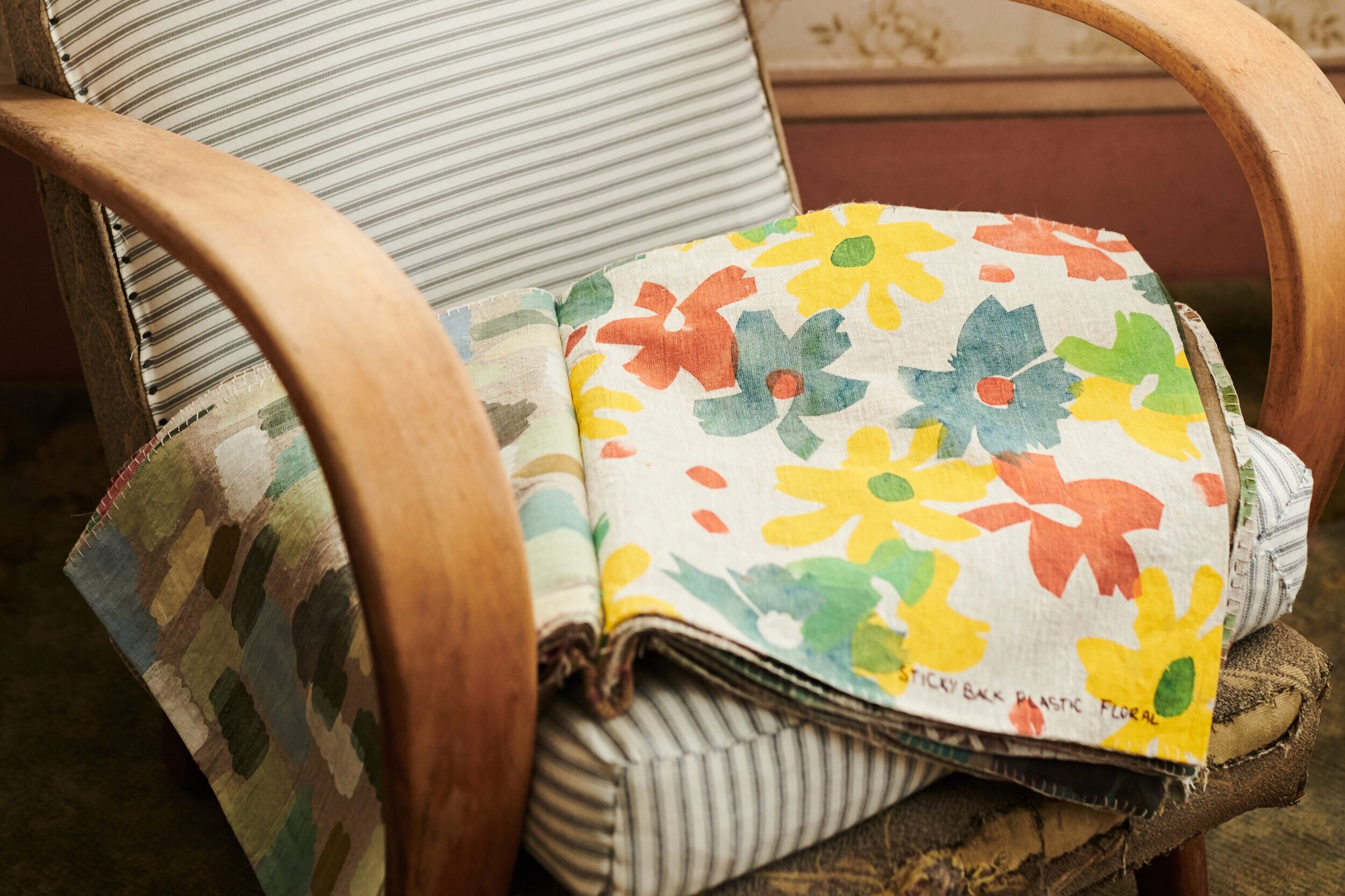  Julie Paterson,  A dozen modest fancies , 2020; printed linen, vintage chair, variable dimensions; courtesy Meroogal and Sydney Living Museums; photo: courtesy Joshua Morris 