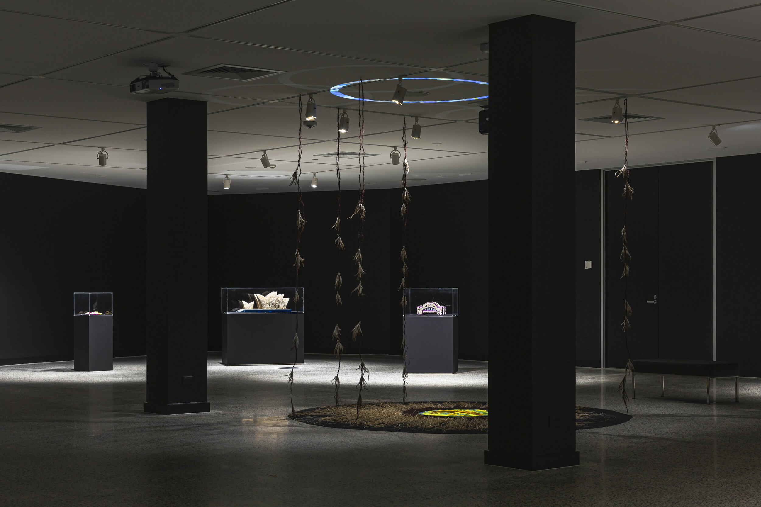   Ngaliya Diyam , exhibition installation view, Granville Centre Art Gallery, Western Sydney, 2020; courtesy the artists; photo: Document Photography 