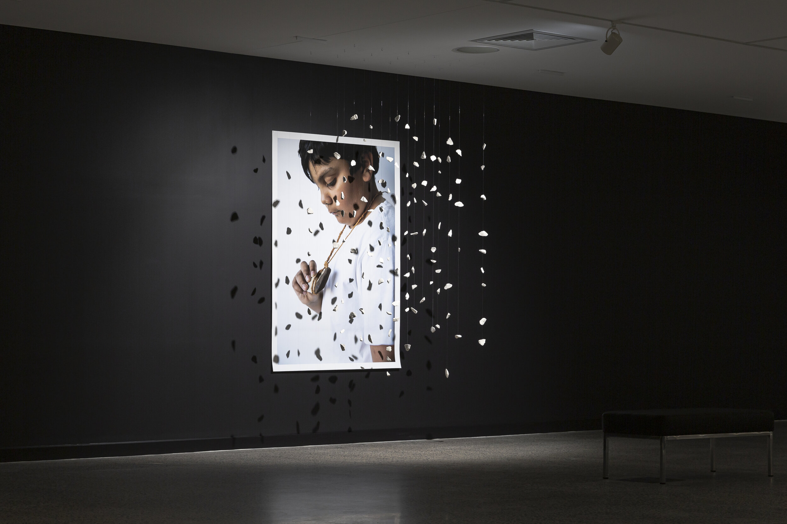  Lucy Simpson,  Necklace for a Boy , 2016, installation view, ‘Ngaliya Diyam’, Granville Centre Art Gallery, Western Sydney, 2020; courtesy the artist; photo: Document Photography 