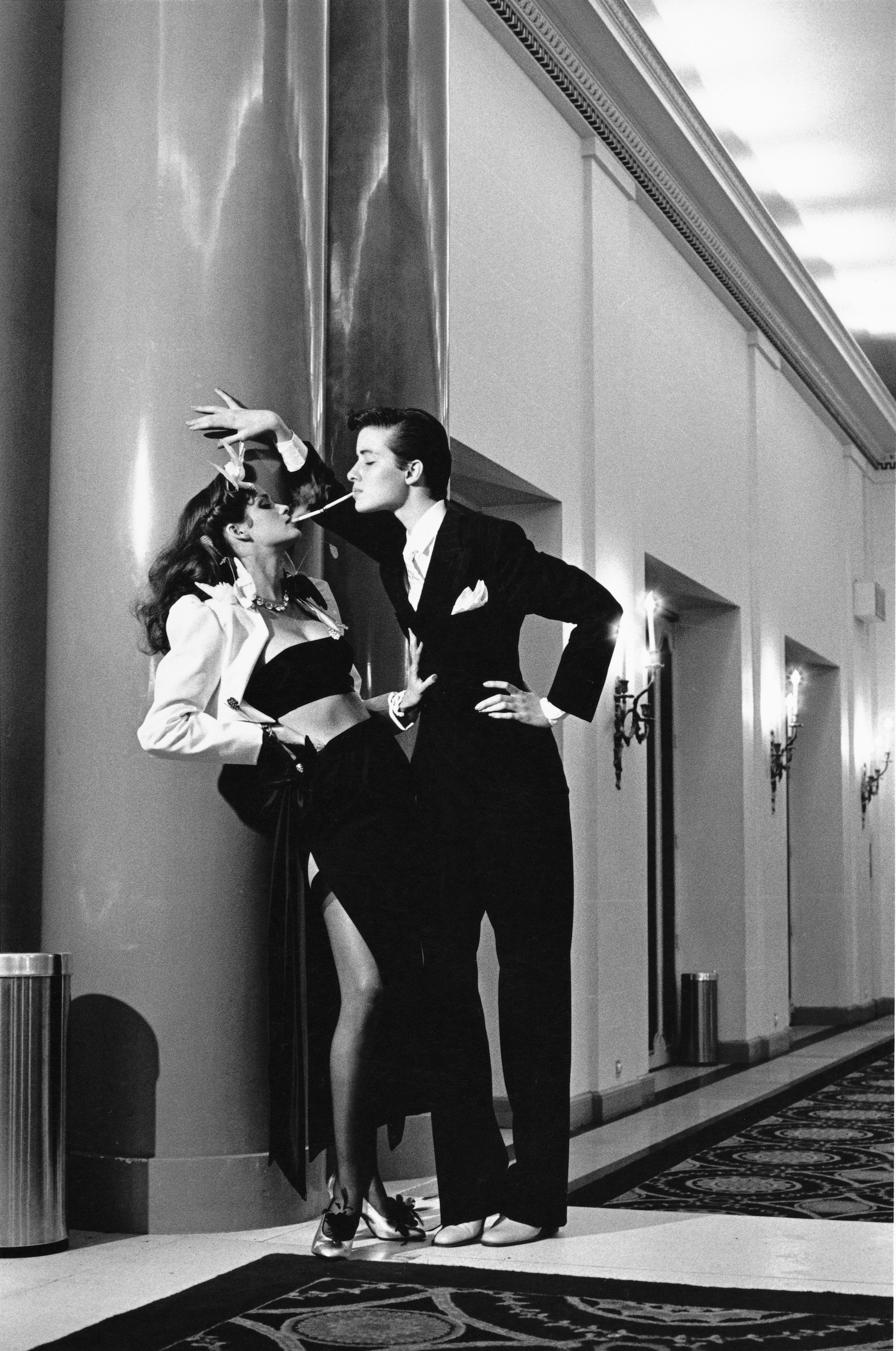 Helmut Newton, Woman into man, Paris , 1979, silver gelatin print; for Yves Saint Laurent, Vogue Paris ; courtesy the Helmut Newton Foundation, Berlin; © Helmut Newton Estate
