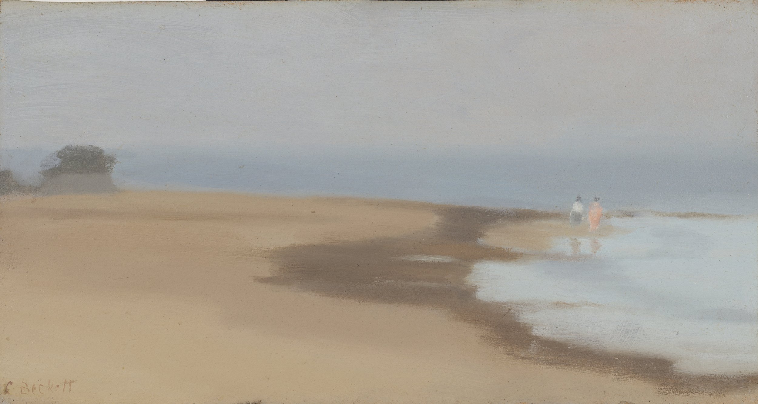  Clarice Beckett,  The beach , c. 1930, oil on board, 23 x 43.7cm; Art Gallery of Ballarat, acquired through the Maud Rowe Bequest, 1937; frame conserved with funds from the U3A History of the Art Gallery class, 2017 