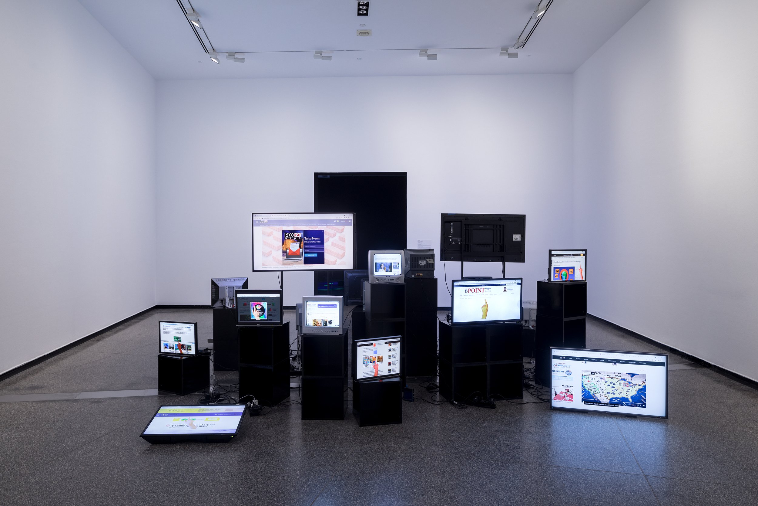  Tega Brain and Sam Lavigne,  Synthetic messenger , 2021, installation view, ‘Data Relations’, ACCA, Naarm/Melbourne; courtesy the artist; photo: Andrew Curtis 