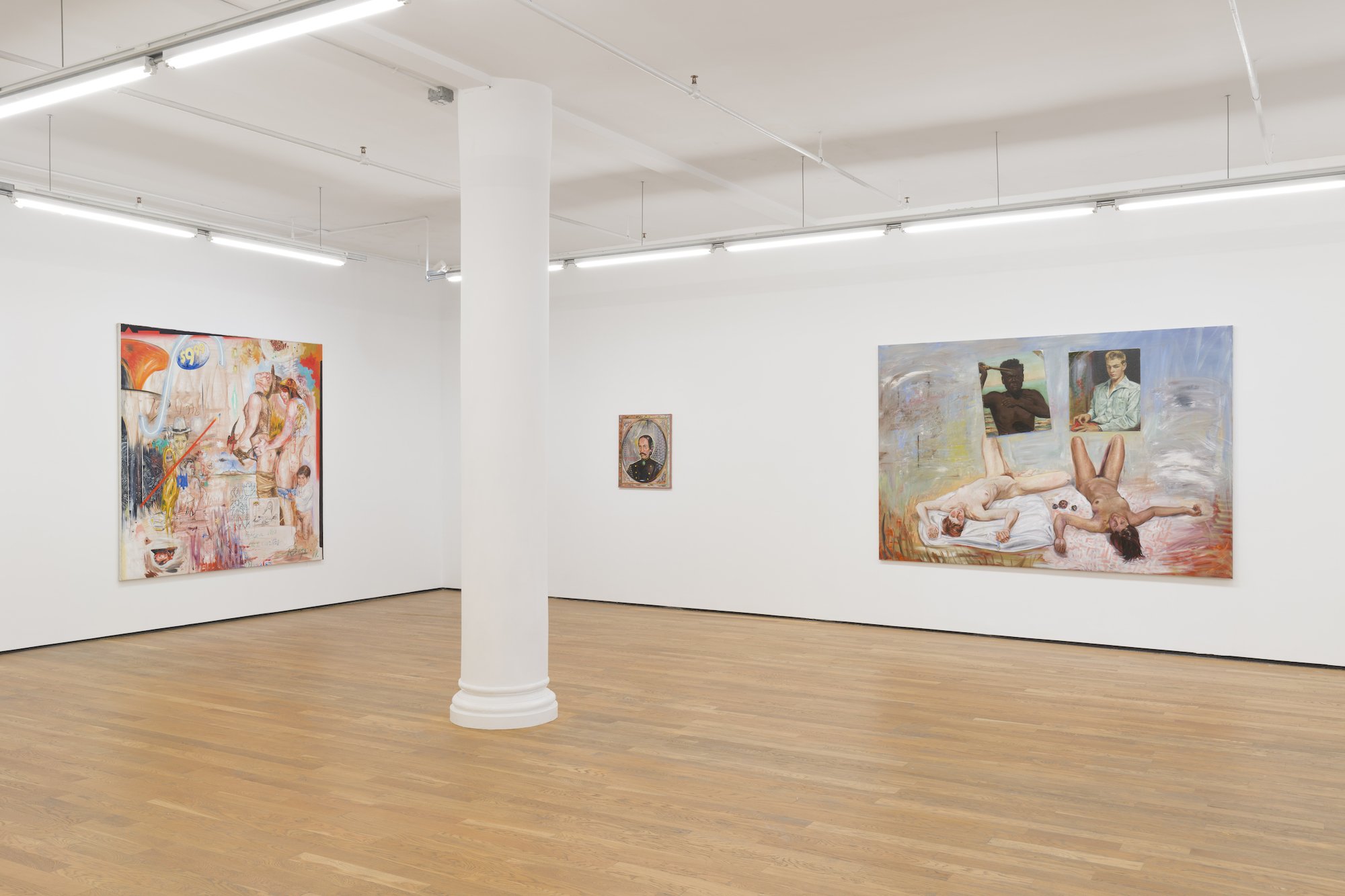   Juan Davila , exhibition installation view, Foxy Production, New York City, 2023; courtesy Foxy Production; photo: Charles Benton 