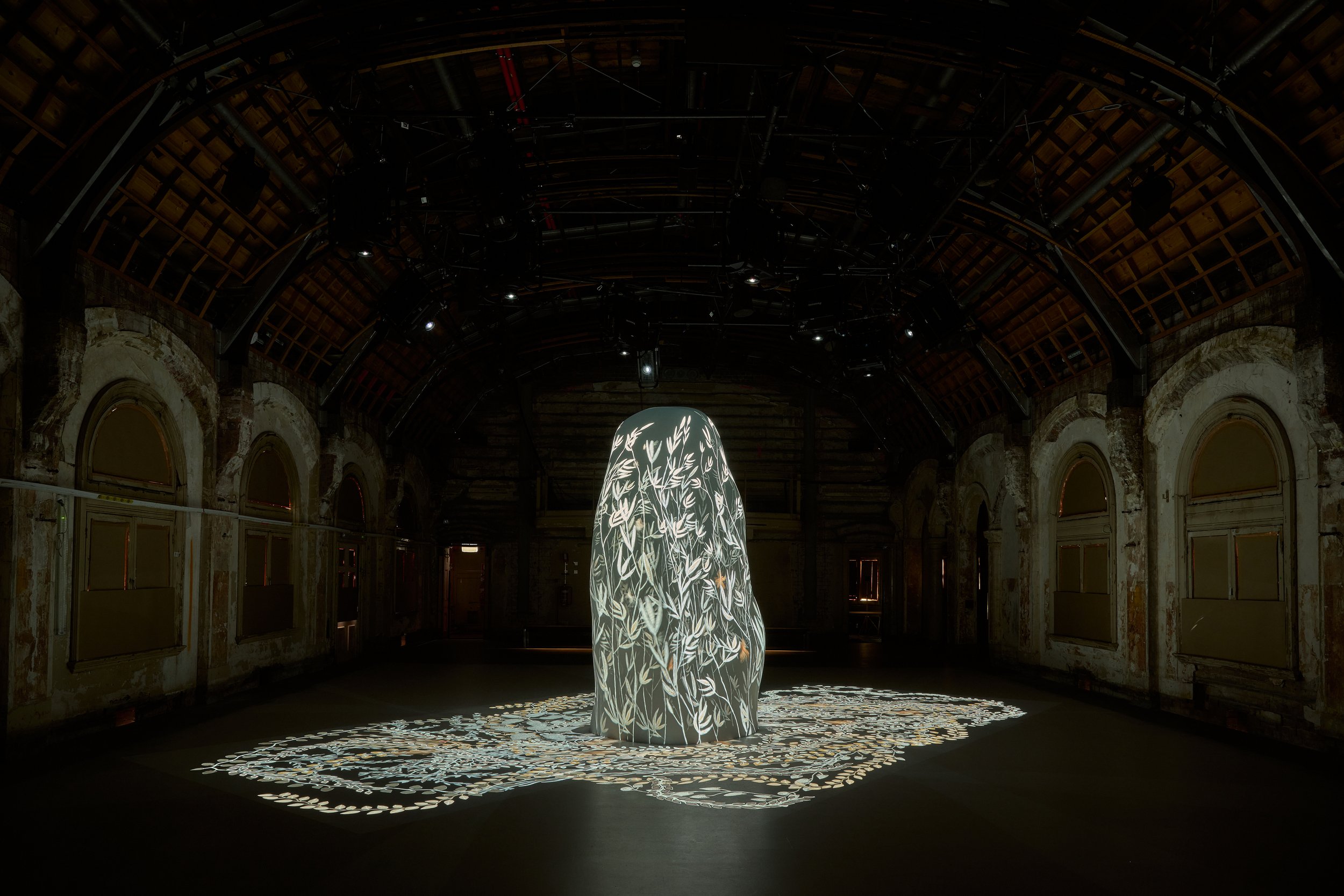  The Mulka Project with Mulkun Wirrpanda,  Rarrirarri , 2023, installation view, RISING, Flinders Street Station, Naarm/Melbourne, 2023; courtesy the artists; photo: Eugene Hyland 