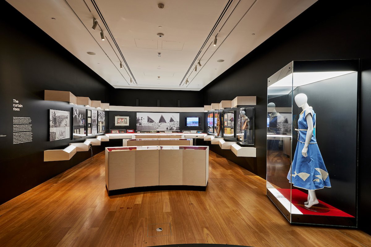   The People’s House: Sydney Opera House at 50,  exhibition installation view, Museum of Sydney, Warrang/Sydney, 2023; photo: © James Horan for Museums of History NSW 