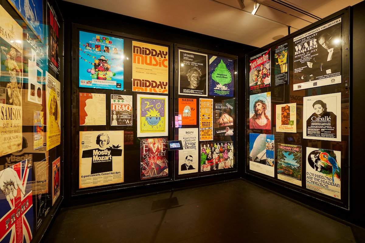   The People’s House: Sydney Opera House at 50,  exhibition installation view, Museum of Sydney, Warrang/Sydney, 2023; photo: © James Horan for Museums of History NSW 