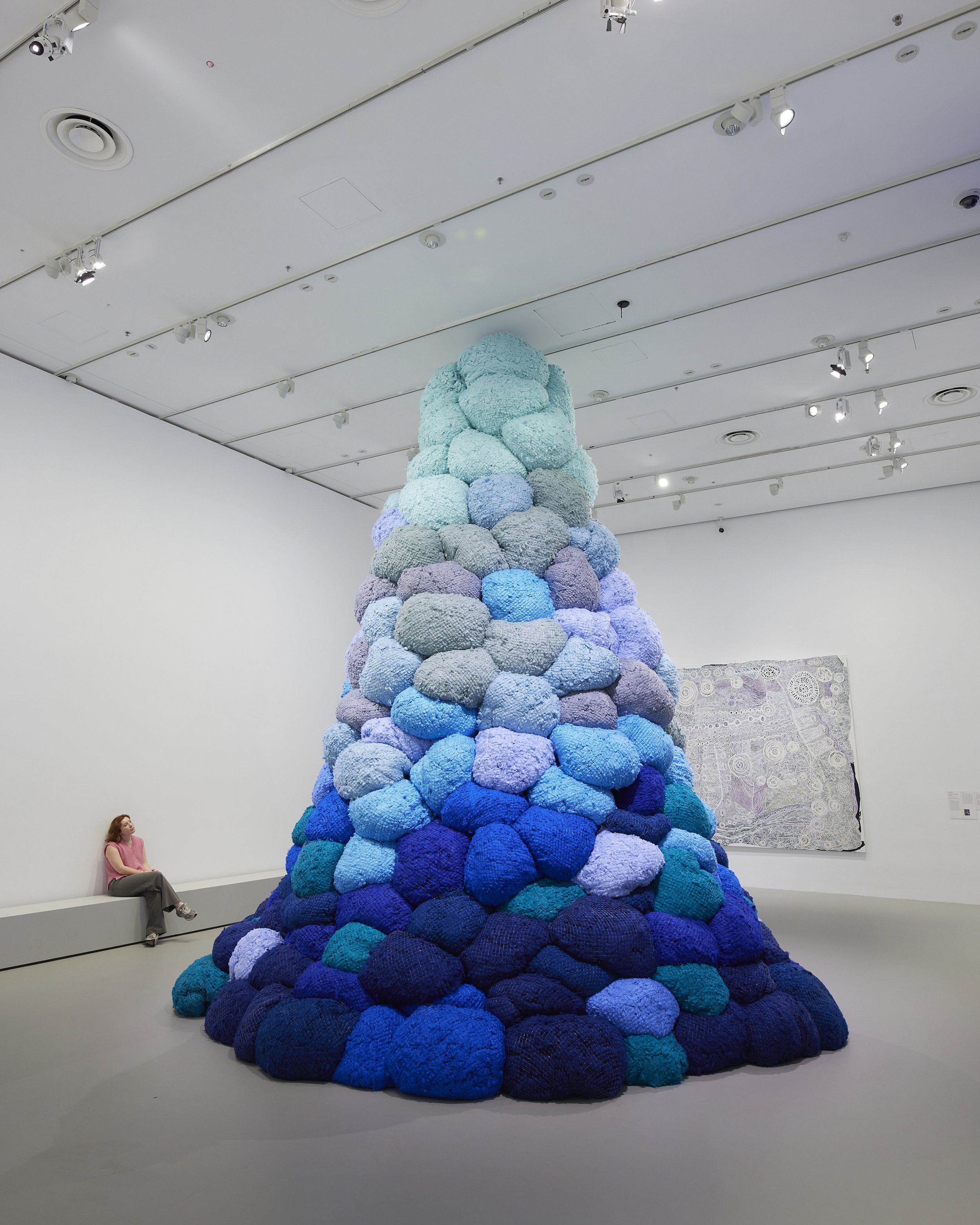  Sheila Hicks,  Nowhere to go,  2022, installation view, ‘NGV Triennial’, NGV International, Naarm/Melbourne, 2023; courtesy the artist; photo: Sean Fennessy 