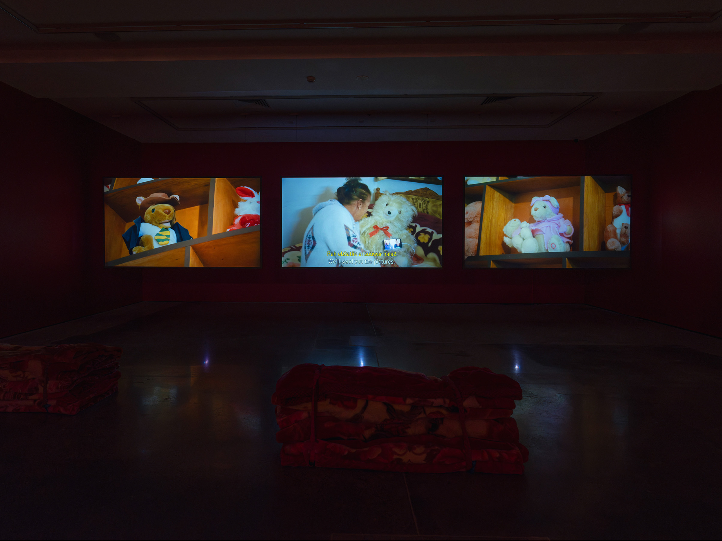   Justine Youssef: Somewhat Eternal , exhibition installation view, Institute of Modern Art, Meanjin/Brisbane, 2024; courtesy Institute of Modern Art, Meanjin/Brisbane; photo: Carl Warner 