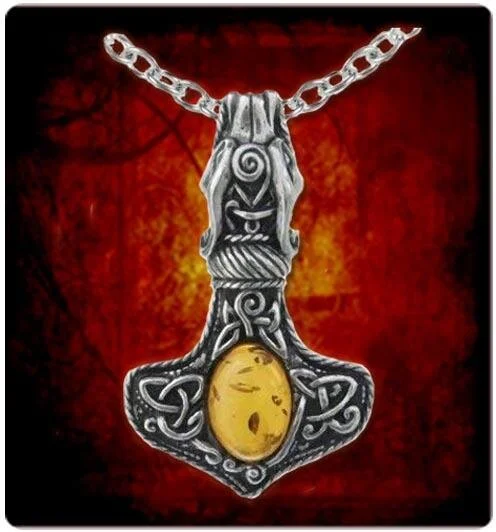 Alchemy Amber Dragon Thor hammer Pendant — Inacoma