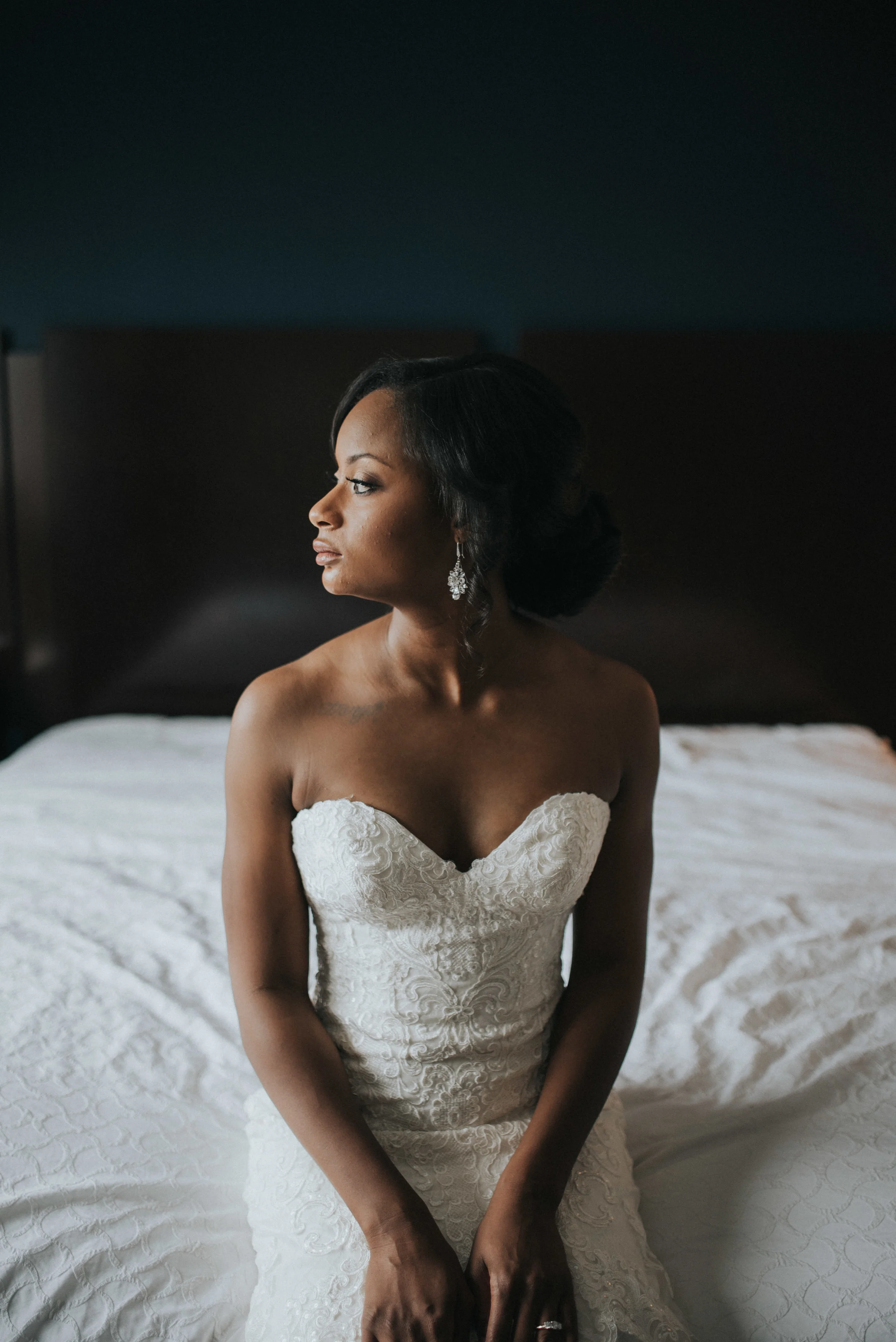 Portrait of bride in a Martina Liana wedding gown at Embassy Suites Atlanta