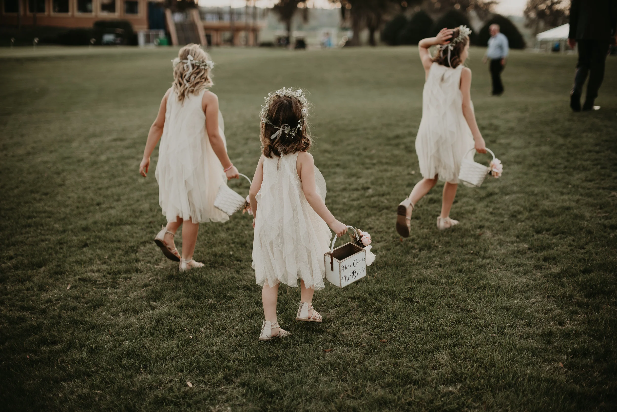 Flower girls walking