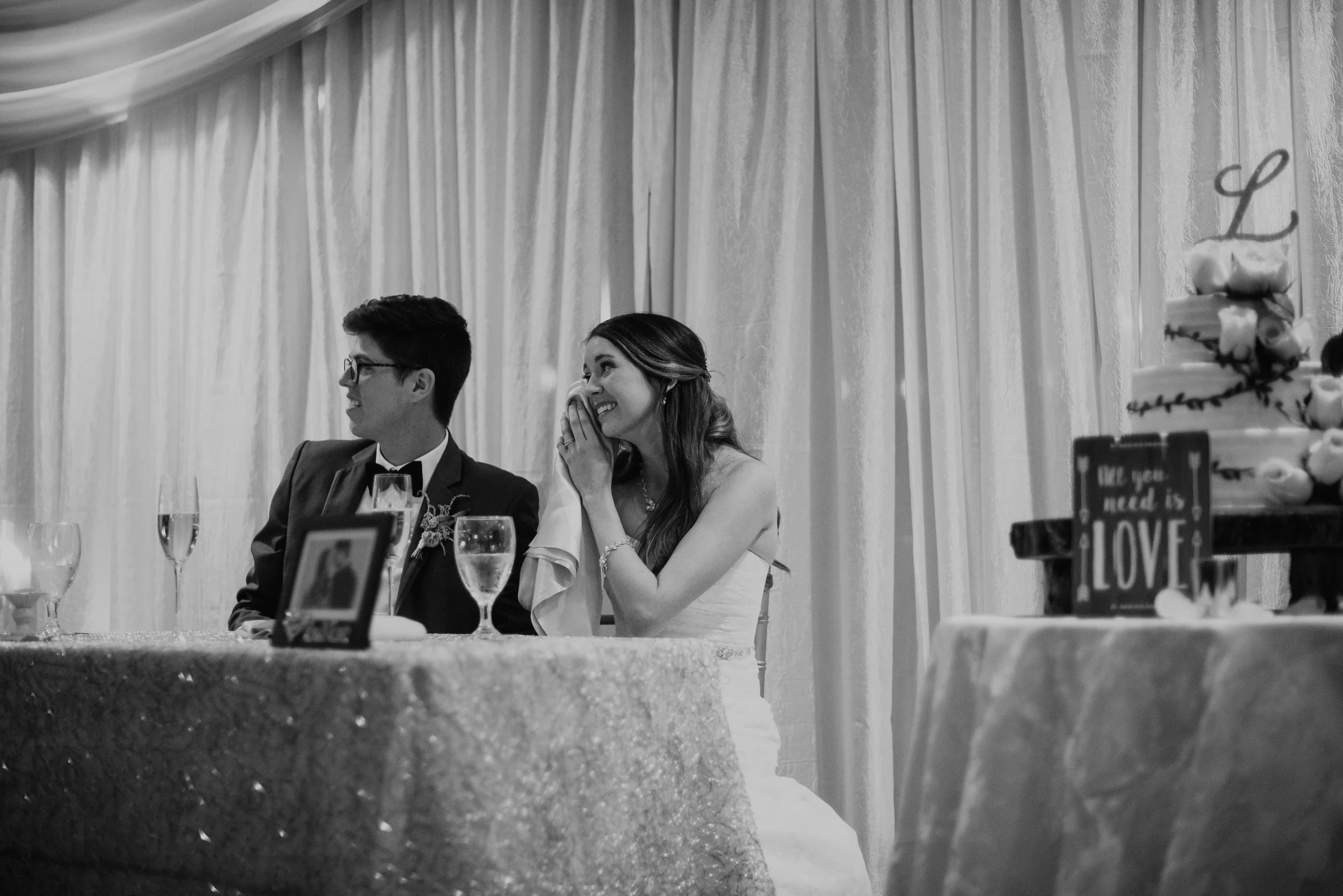 Newlyweds emotional during toasts at MetroWest Golf Club in Orlando, FL
