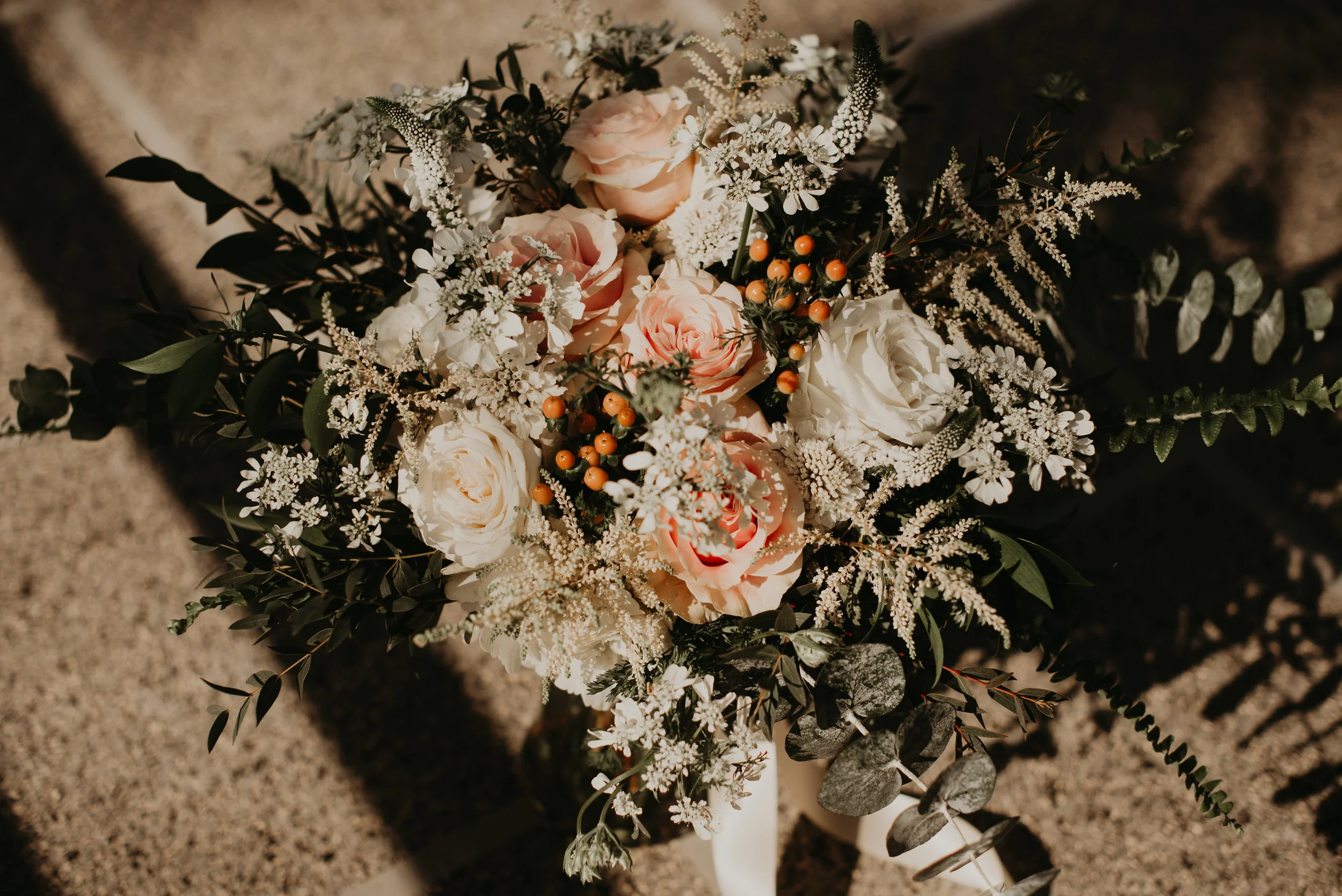 Close-up details of large wildflower bouquet