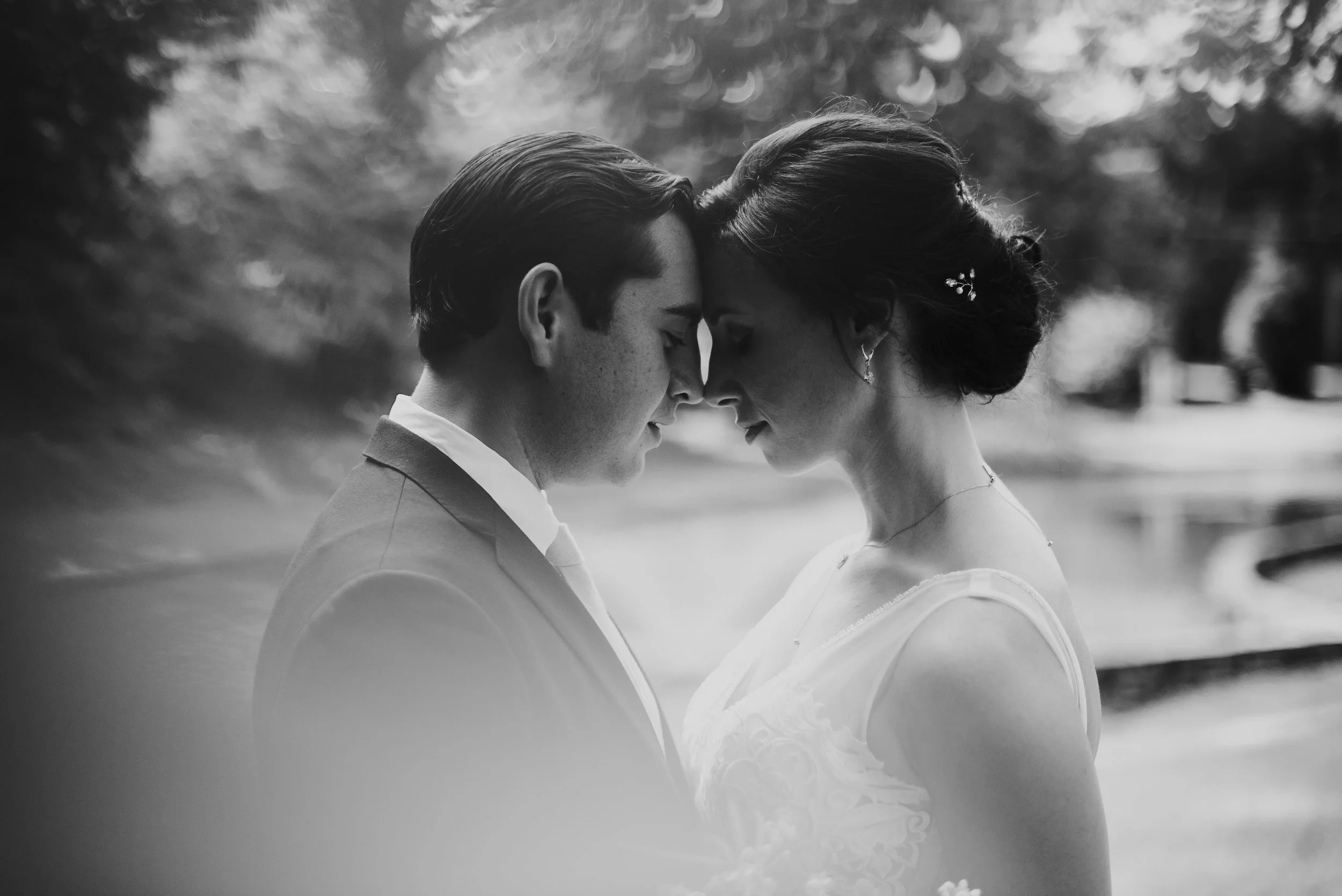 Bride and groom close at Inman Park, Atlanta, GA
