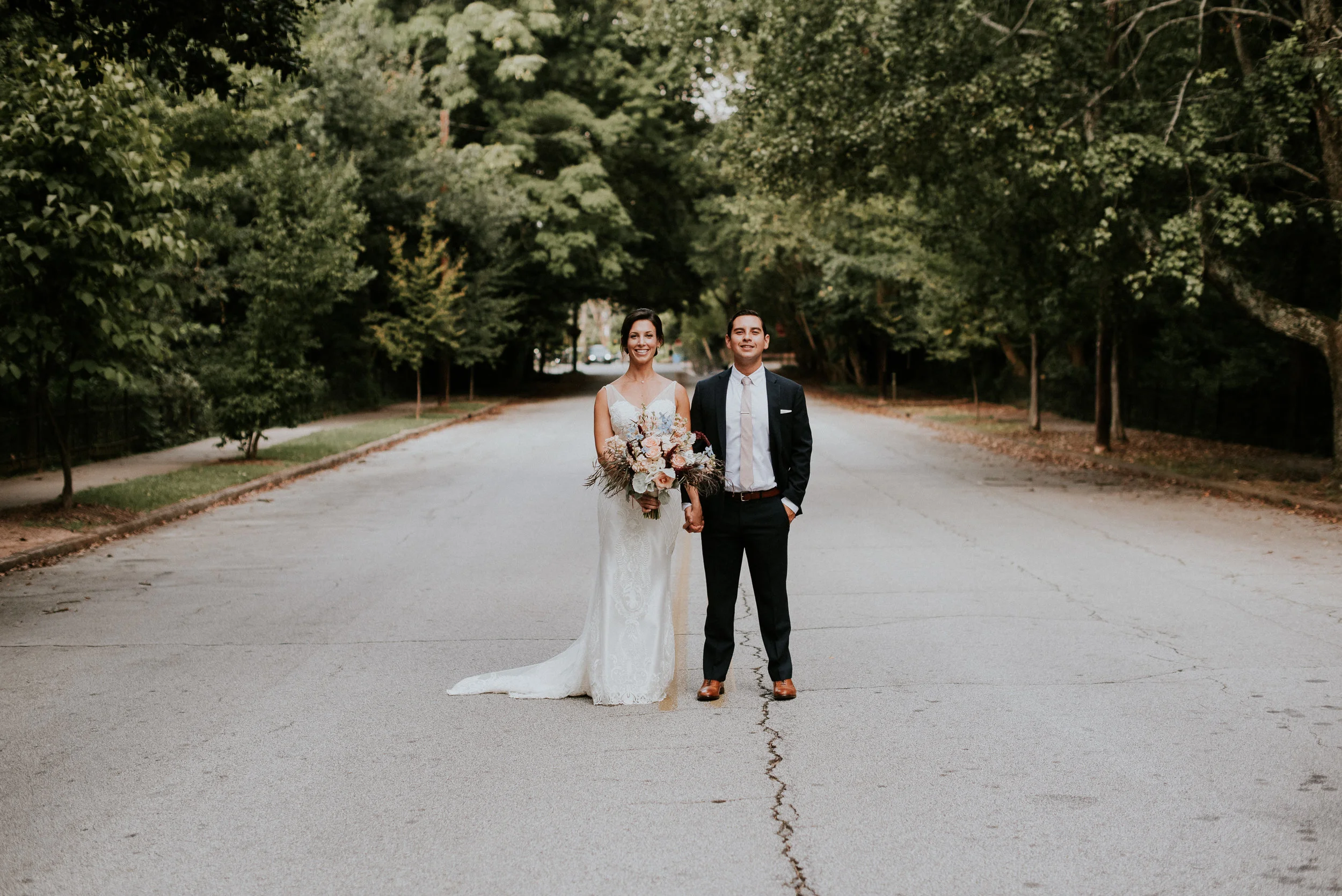 Bride and groom portrait at The Trolley Barn in Atlanta, GA