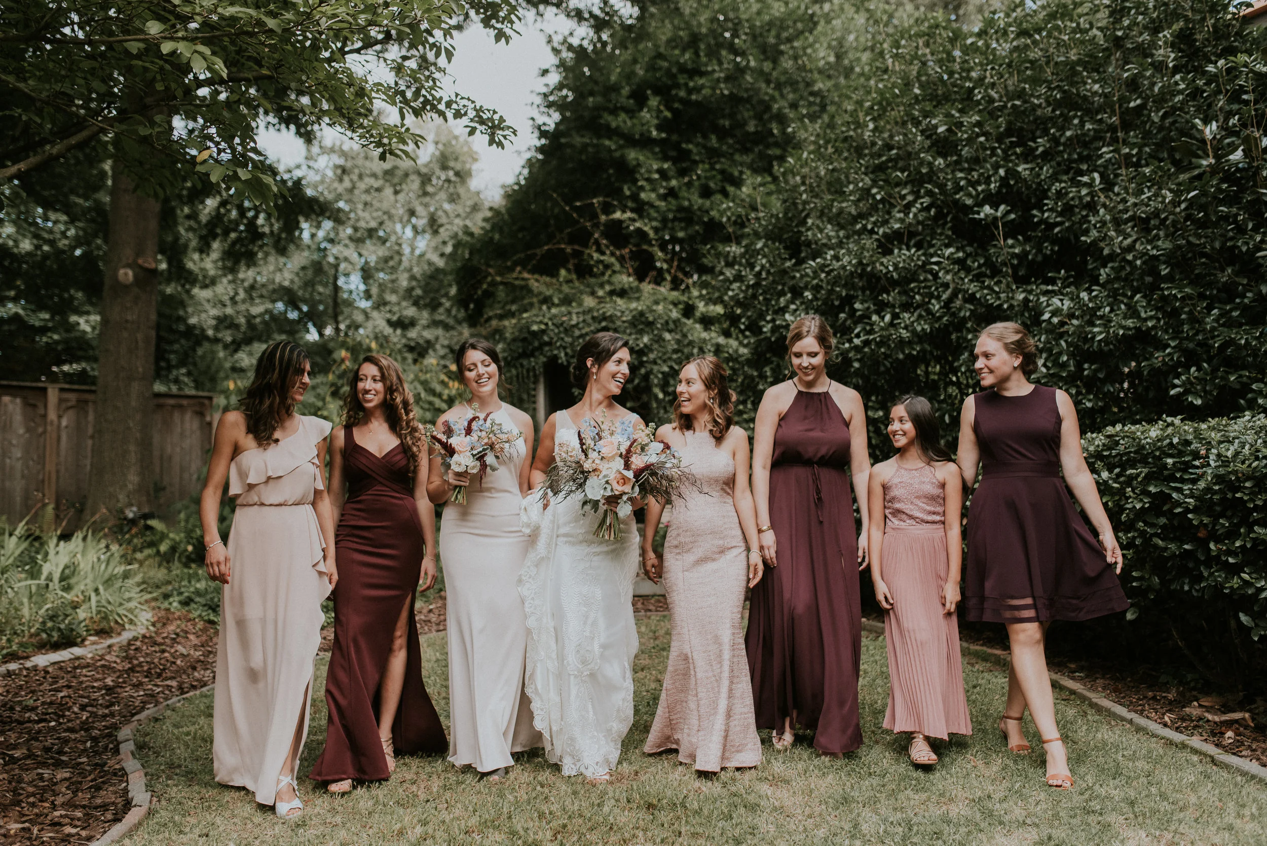 Multicolored bridesmaid dresses
