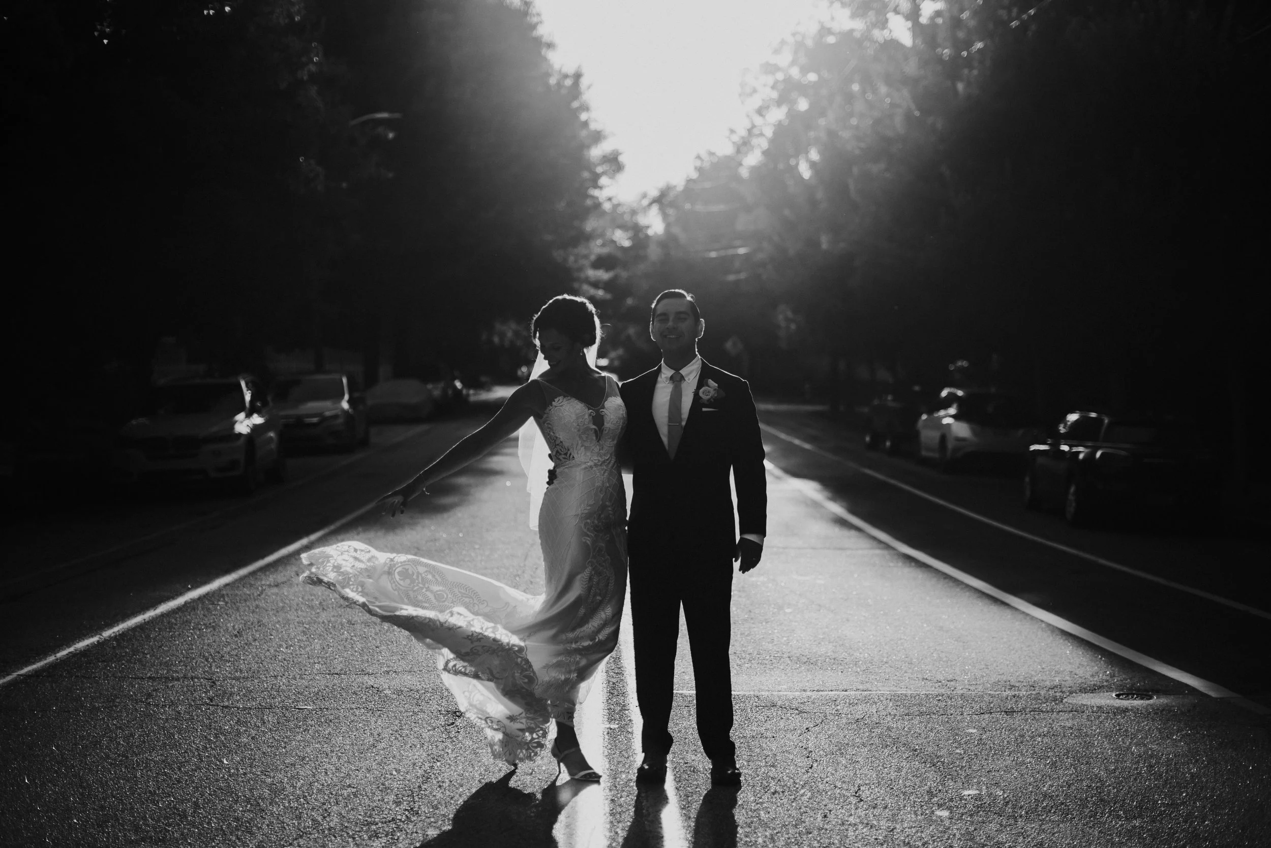 Newlywed portraits during sunset in Atlanta, GA