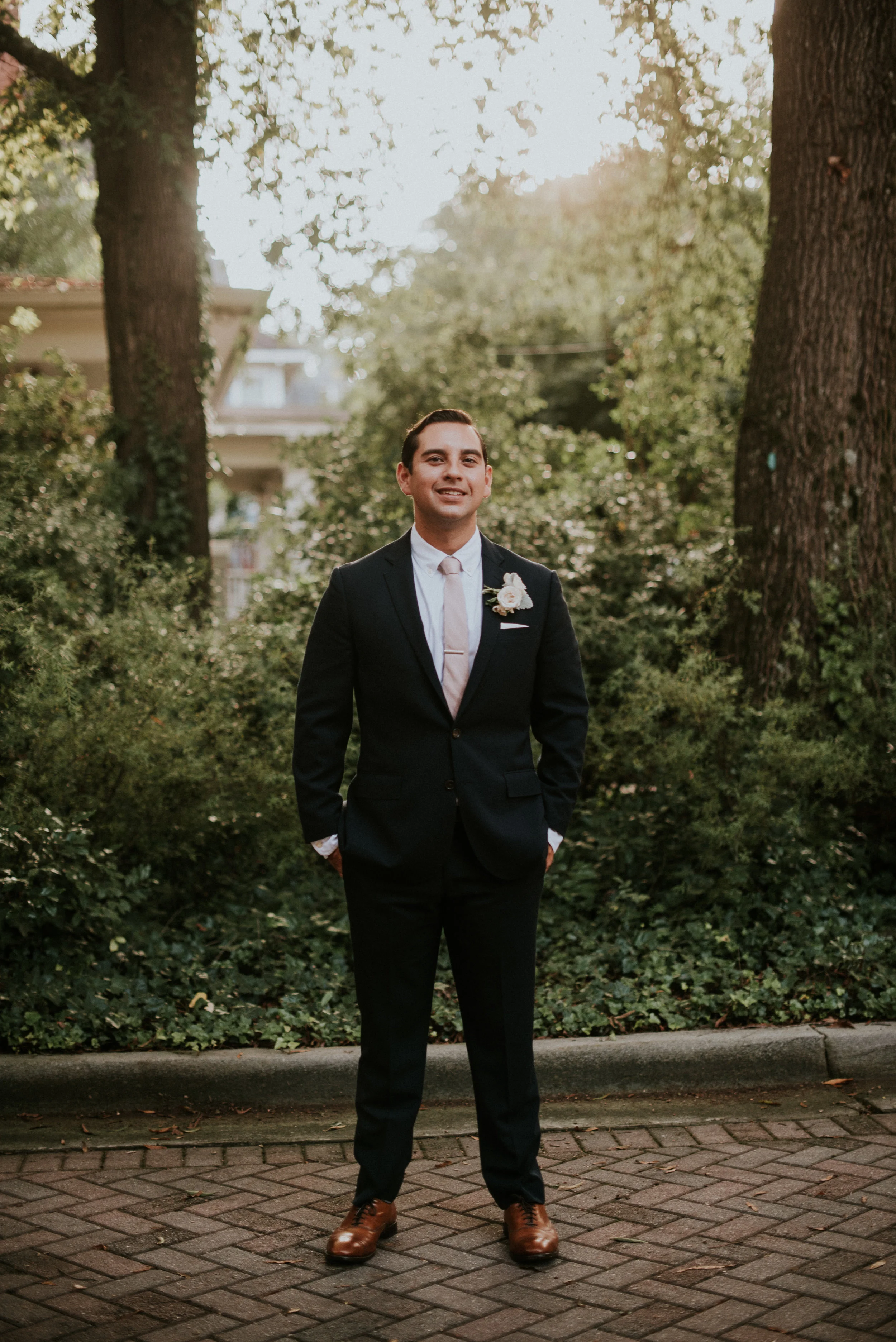 Groom portrait in navy suit