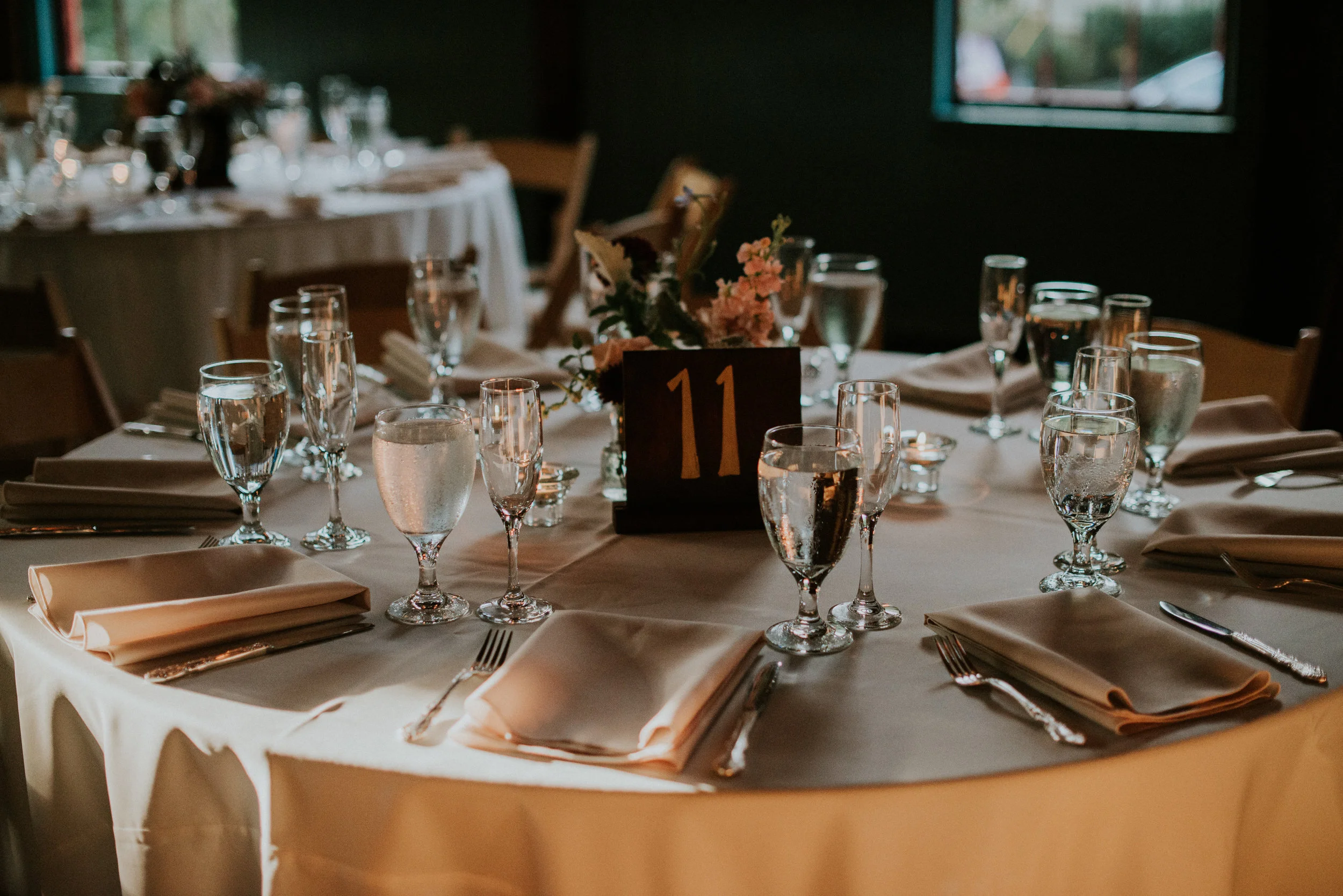 Table details of wedding reception at The Trolley Barn in Atlanta, GA
