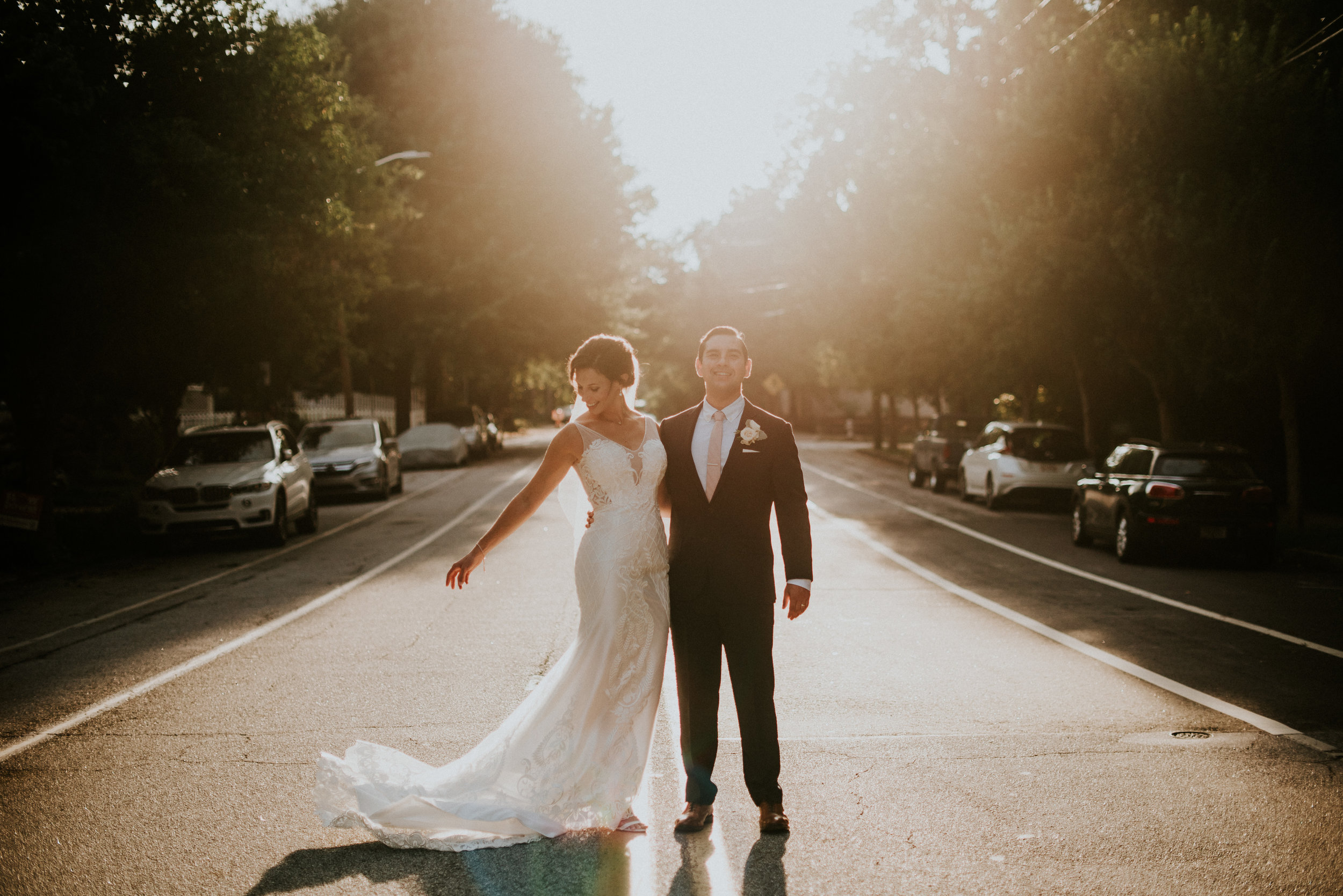 Bride and groom golden hour at The Trolley Barn wedding in Atlanta, GA
