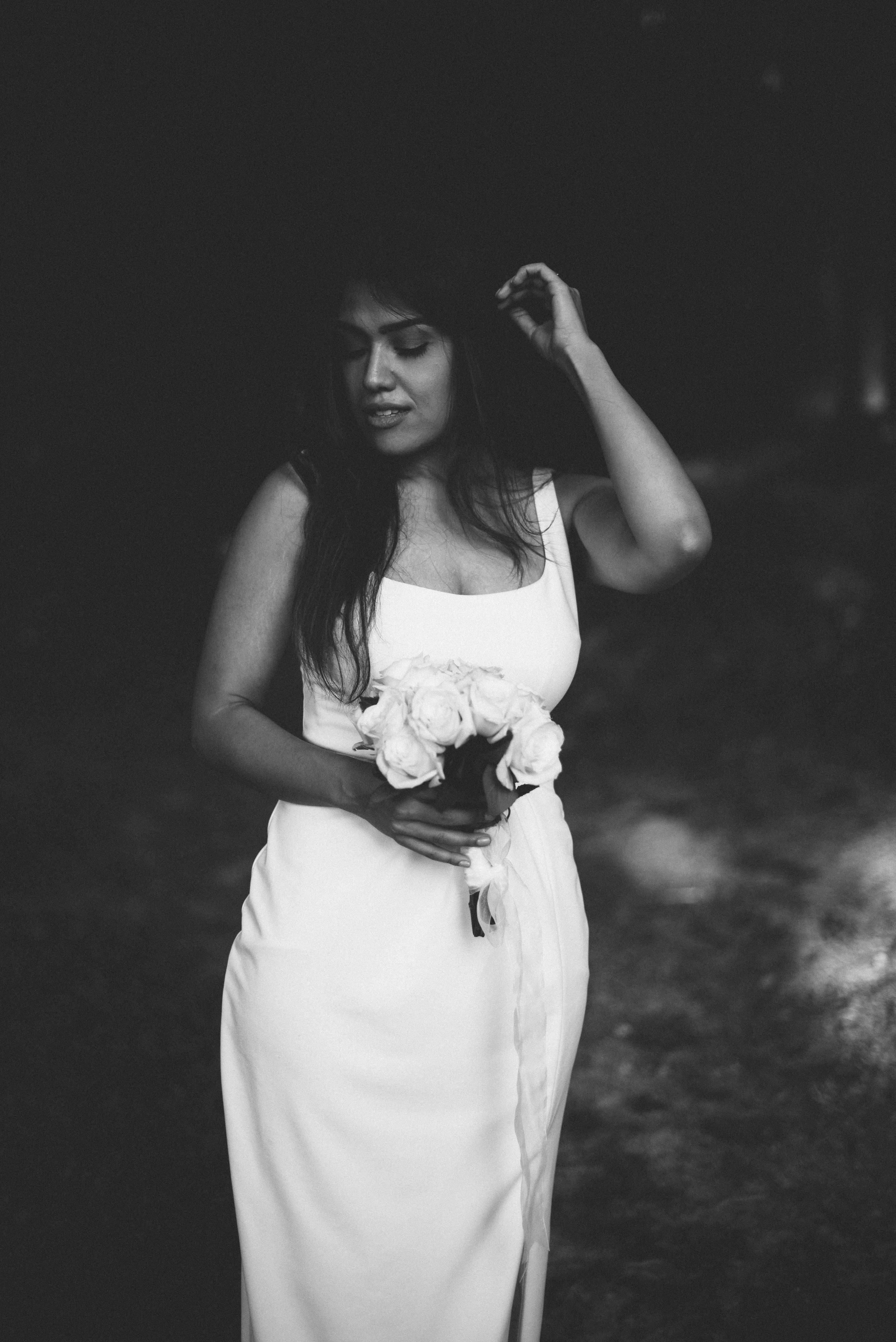 Portrait of bride with eyes closed