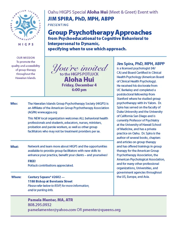 Oahu HIGPS Special Aloha Hui (Meet & Greet) Event with