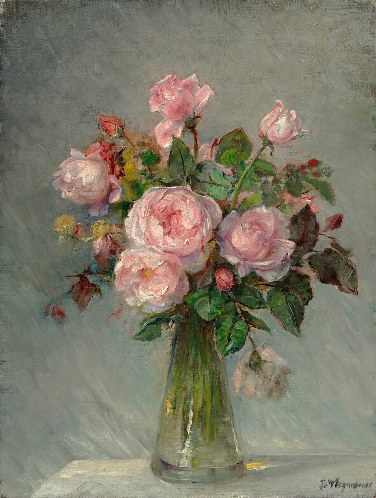 Pink Roses in a Glass Vase
