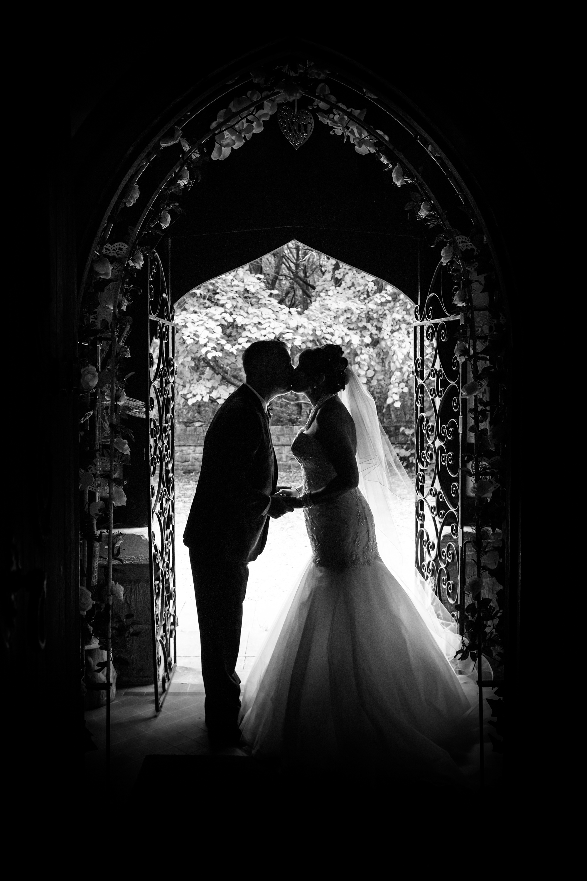 All Saints' Church, Annesley, Nottingham. Leigh &amp; Jason silhouette. Coales Capture Wedding Photography 