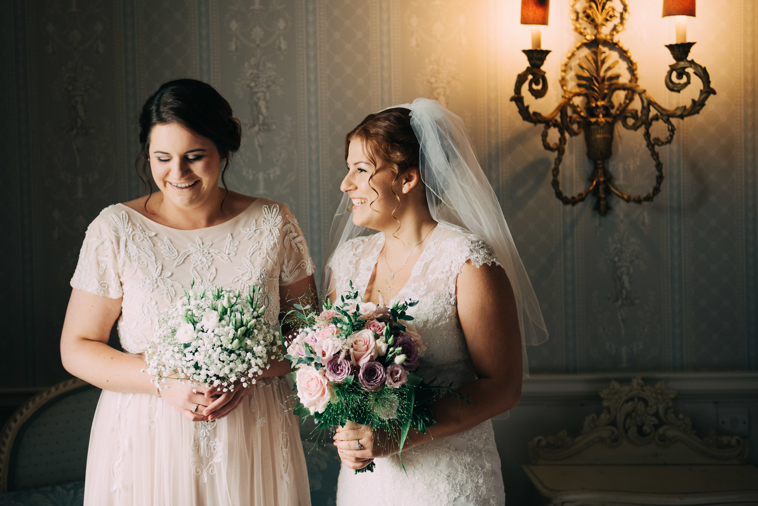 Norwood Park, Southwell, Nottinghamshire. Jo &amp; her maid of honour sharing a moment. Coales Capture Wedding Photography. 