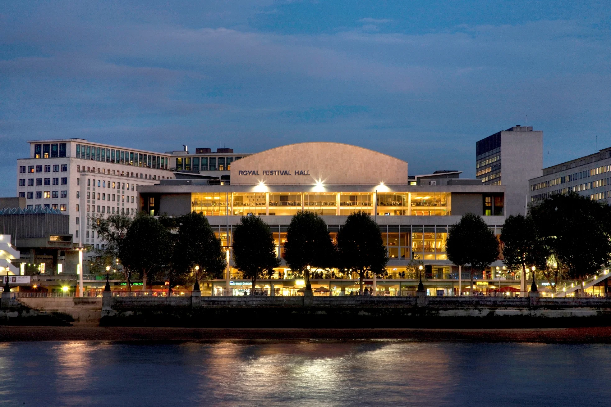 Royal Festival Hall accross Thames. Copyright Morley von Sternberg