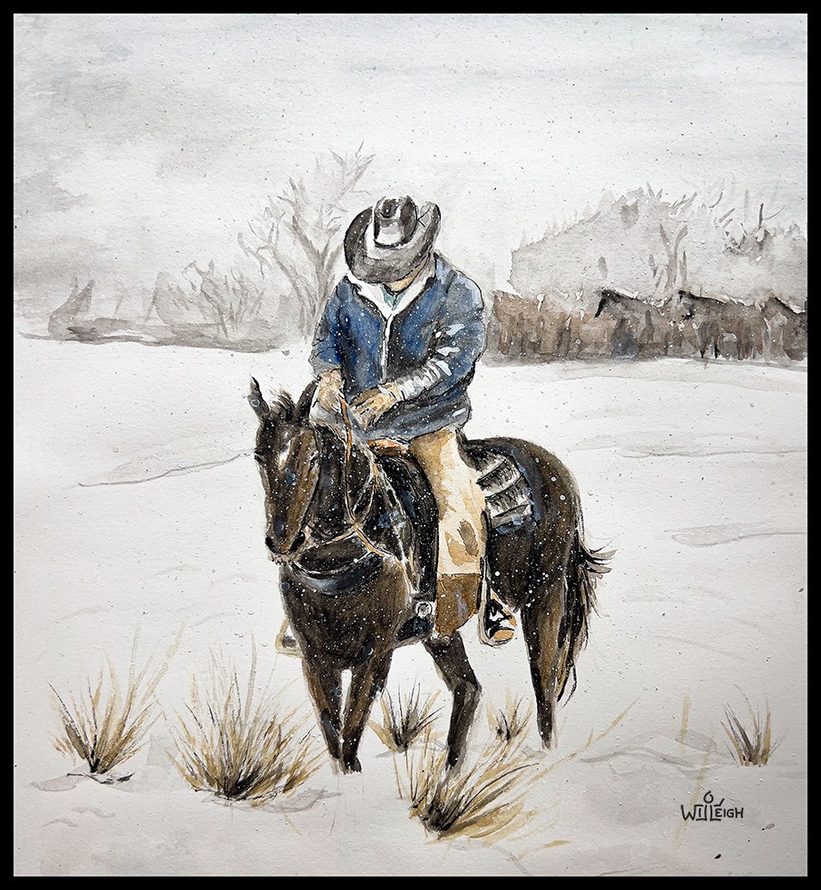 Snow Cowboy (Watercolor)