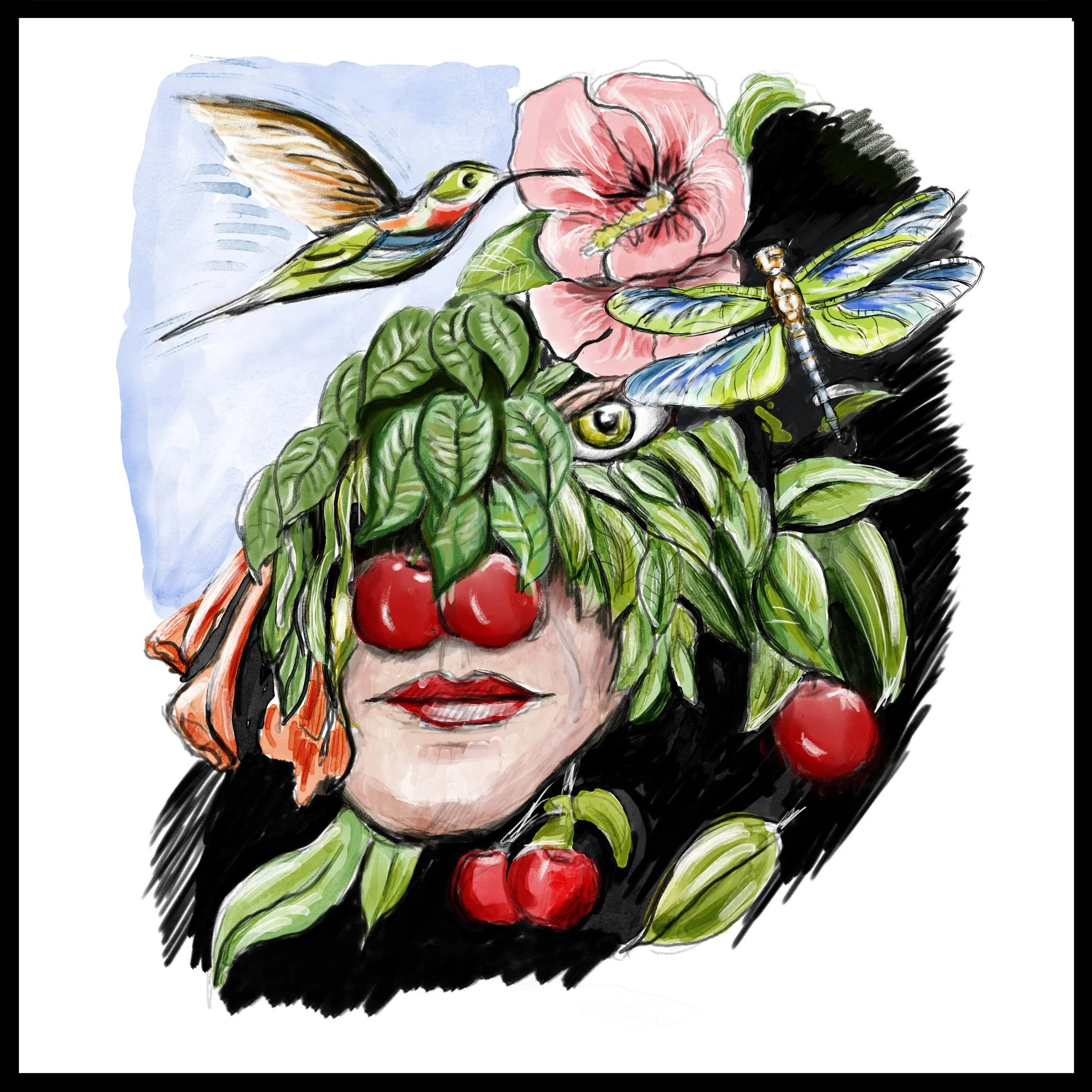 CHERRY LADY MIXED MEDIA